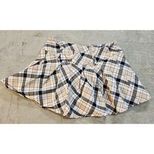 Y2K Academia Plaid Pleated Mini Skirt Womens L Schoolgirl Preppy Light Academia